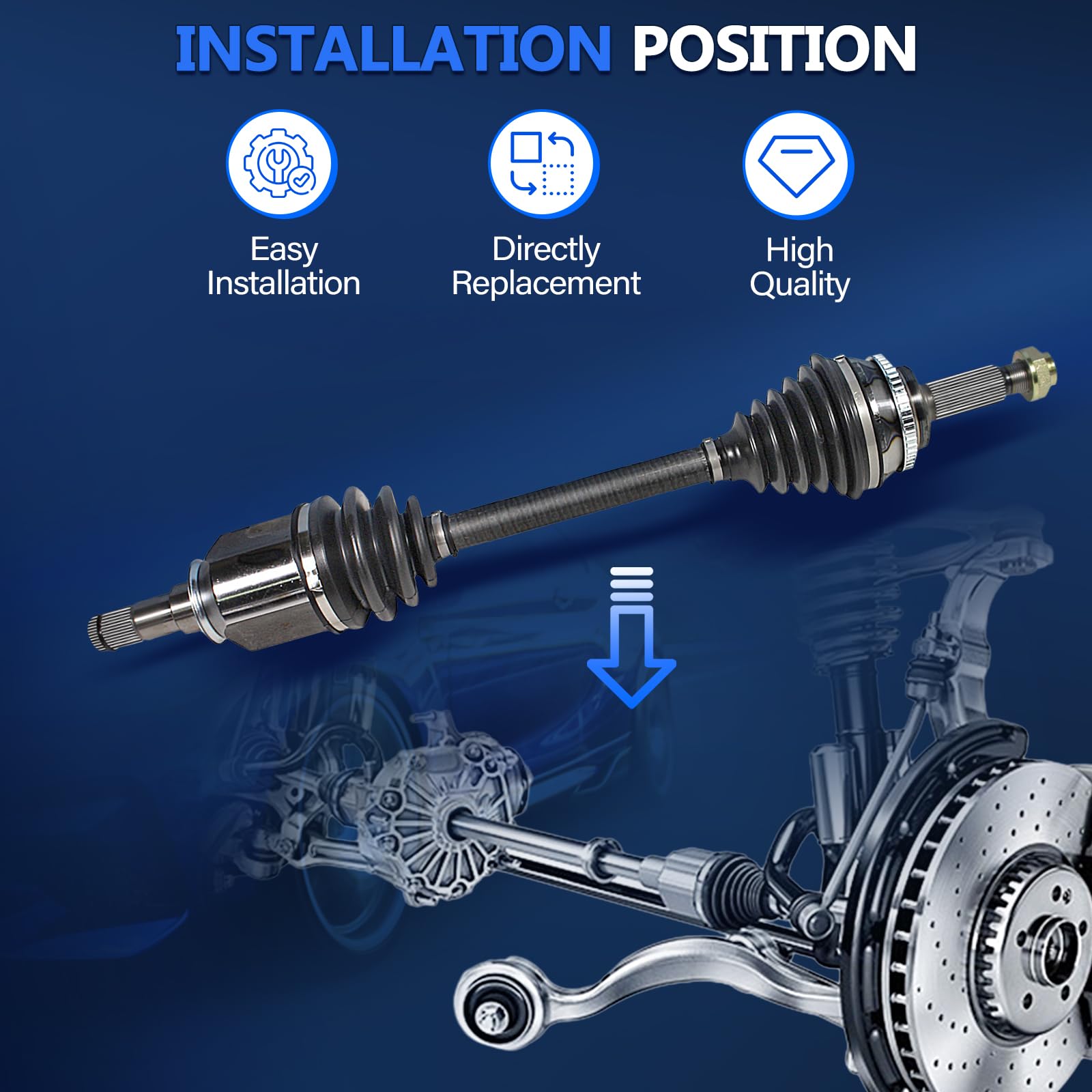 Maxfavor Front CV Axle Shaft Assembly fit for Toyota Corolla 2009 2010 2011 2012 2013 2014 2015 2016 2017 2018, L4 1.8L FWD, S CE LE XLE Base Models, CV Joint Axle Shaft Front Passenger Driver Side