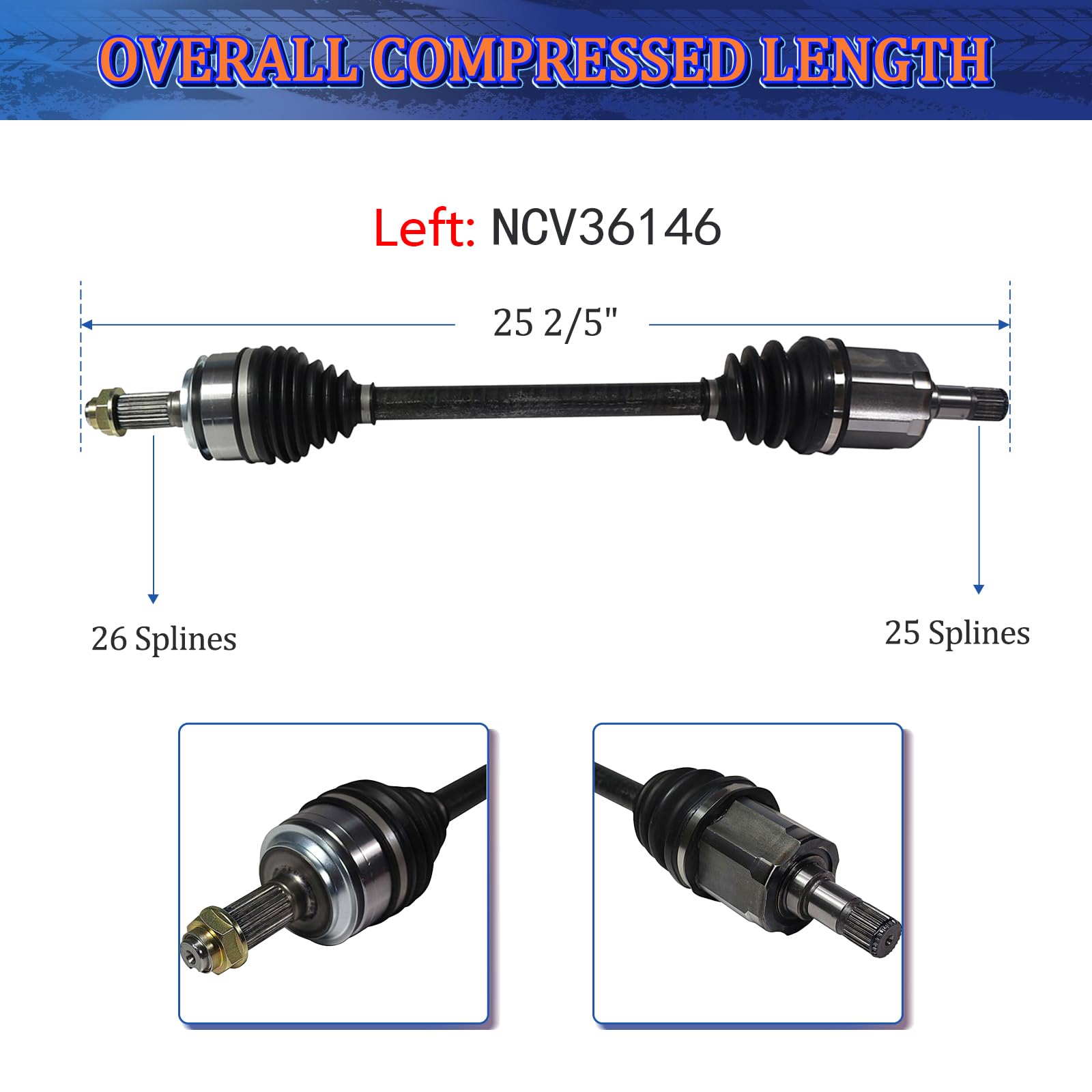 MAXFAVOR CV Axle Joint Assembly 2 Pieces Front LH RH Side Compatible With Honda Civic EX LX 2.0L Automatic Trans 2016 2017 2018 2019 2020 2021