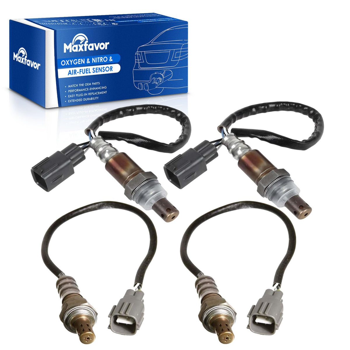 Maxfavor Upstream Downstream Oxygen Sensor Replacement for 2005 2006 2007 Toyota Sequoia Land Cruiser V8 4.7L, 2005 2006 Tundra 4.7L, for 2006 2007 Lexus Lx470 V8 4.7L 02 Sensor 234-9051 234-4260