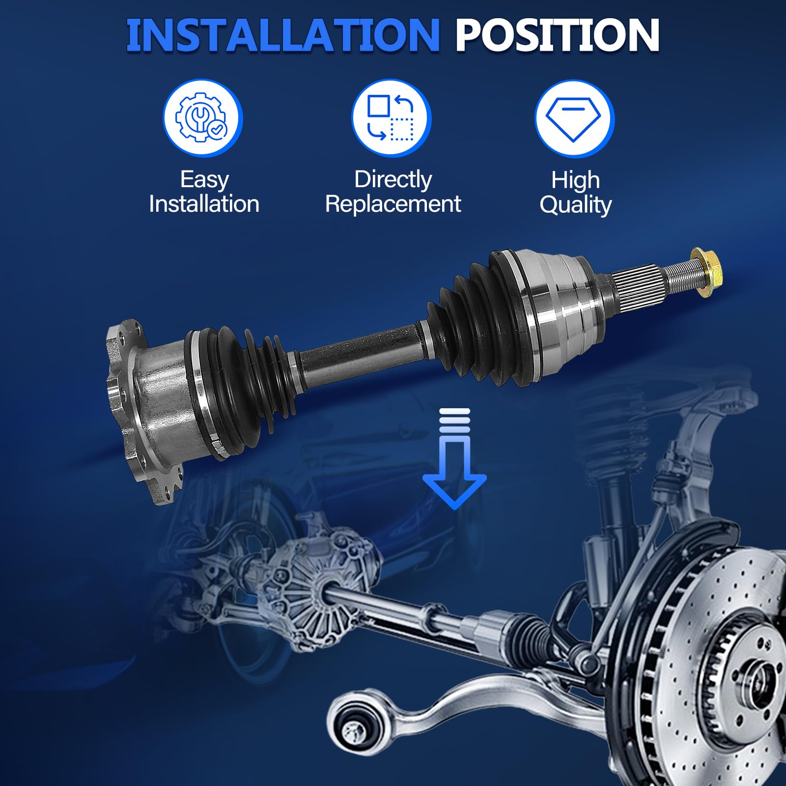 CV Axle Front Compatible with Chevy Silverado 2500/3500 HD 2011-2019, for GMC Sierra 2500/3500 HD 2011 2012 2013 2014 2015 2016 2017, A Pair Left Right Side Driver Passenger CV Joints Shaft RWD/4WD
