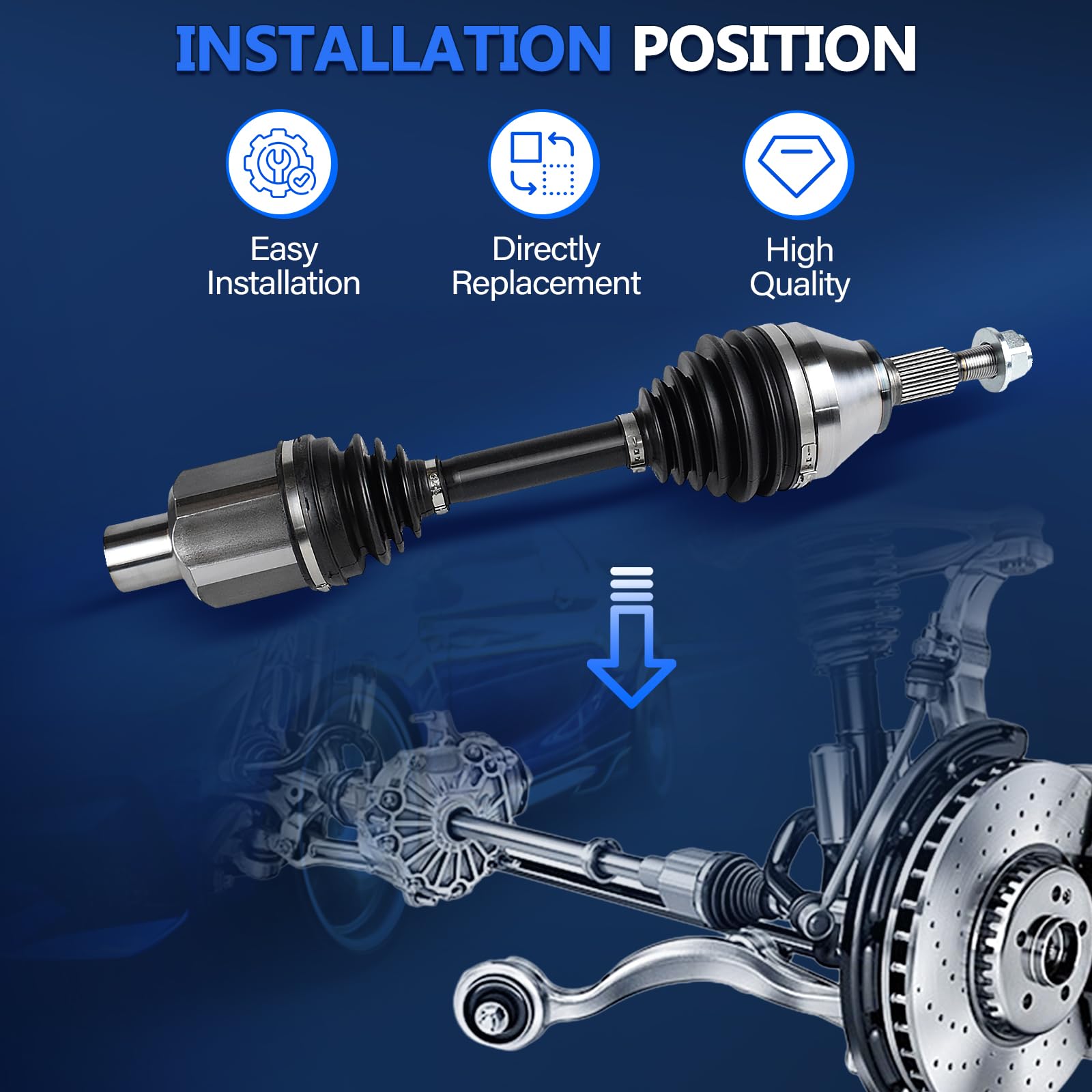 Maxfavor CV Axle Front Compatible with Ram 1500 2012 2013 2014 2015 2016 2017 2018 2019 2020 1500 Classic, Left or Right Universal 4WD (Driver & Passenger Side) CV Joints Shaft Asssembly