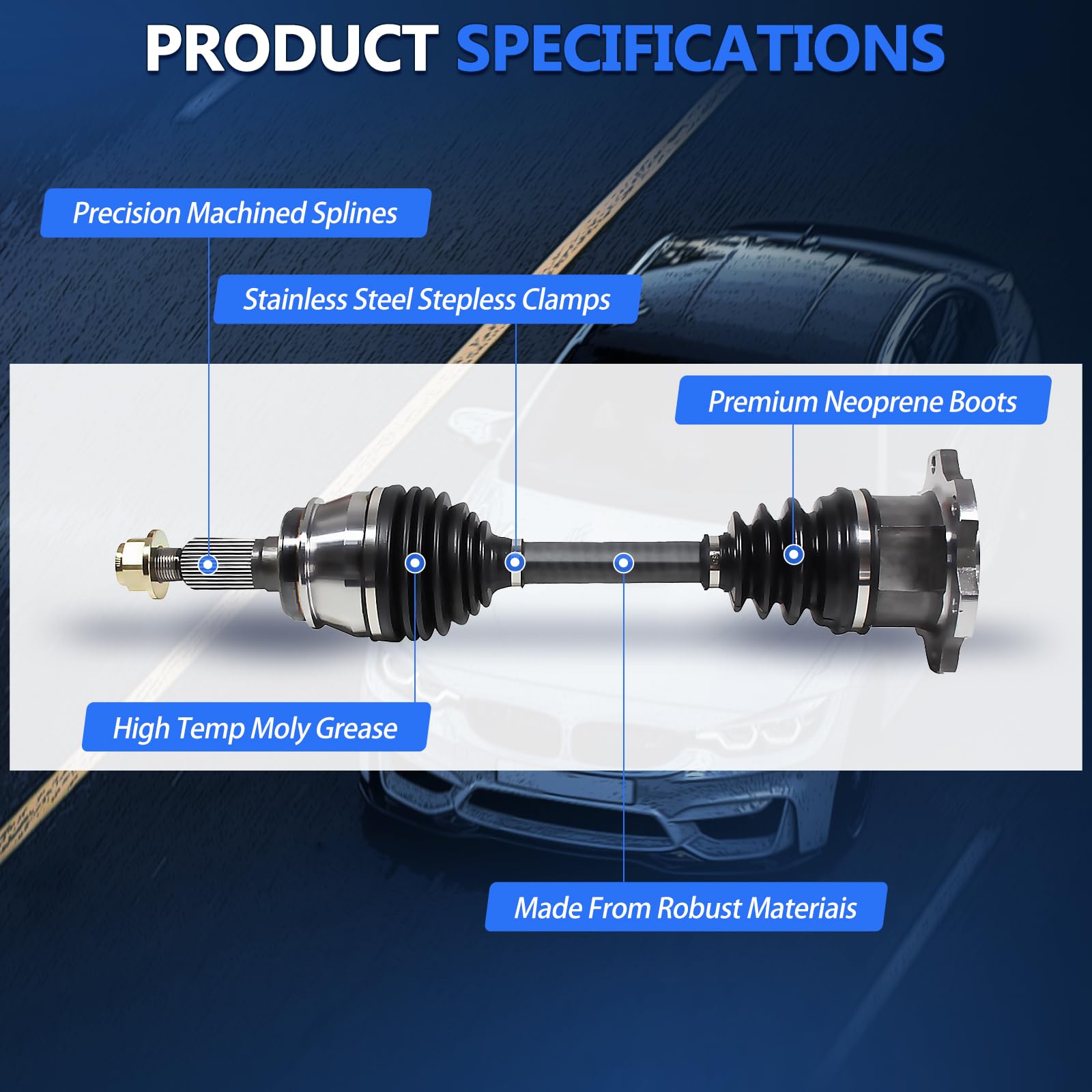 Maxfavor CV Axle Front 4WD Fit for 1988-2005 Chevy Avalanche 1500/K1500 Suburban/Silverado 1500/Tahoe, for GMC K1500 Suburban/K2500 Sierra 1500/Yukon XL 1500 1988-2007&Cadillac Escalad ESV/EXT